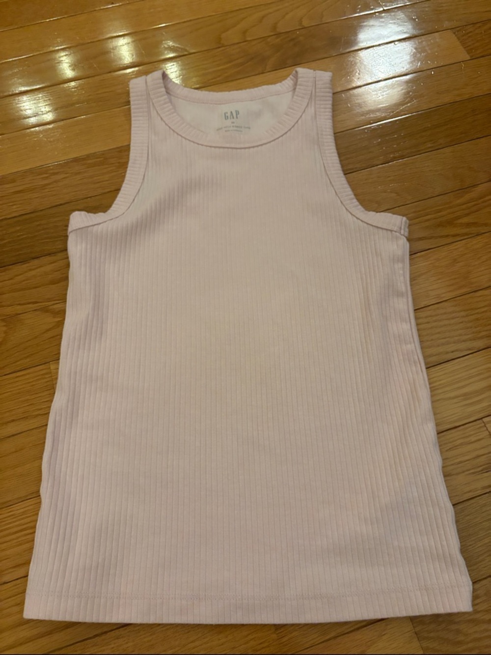 GAP High Neck Ribbed Tank in Light Pink